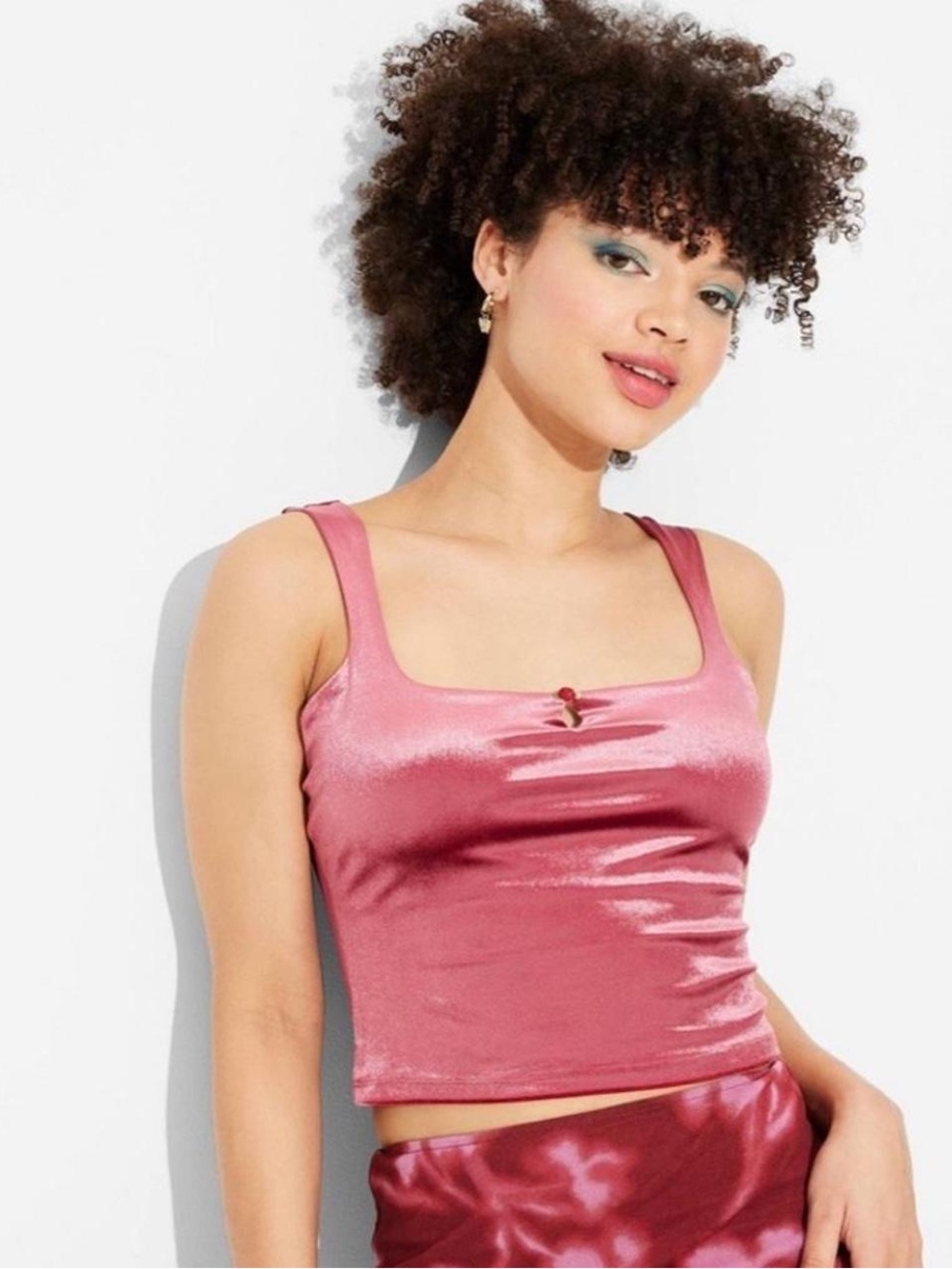 Wild Fable Crop Berry Velour Tank Top
